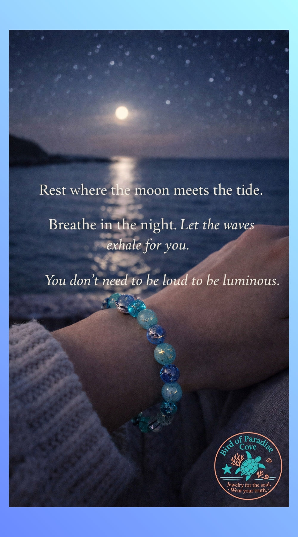 Starfall Cove Bracelet • Celestial Star Beads • Ocean Blue Glass • Calm & Intuition Jewelry • Handmade Gift for the Soul