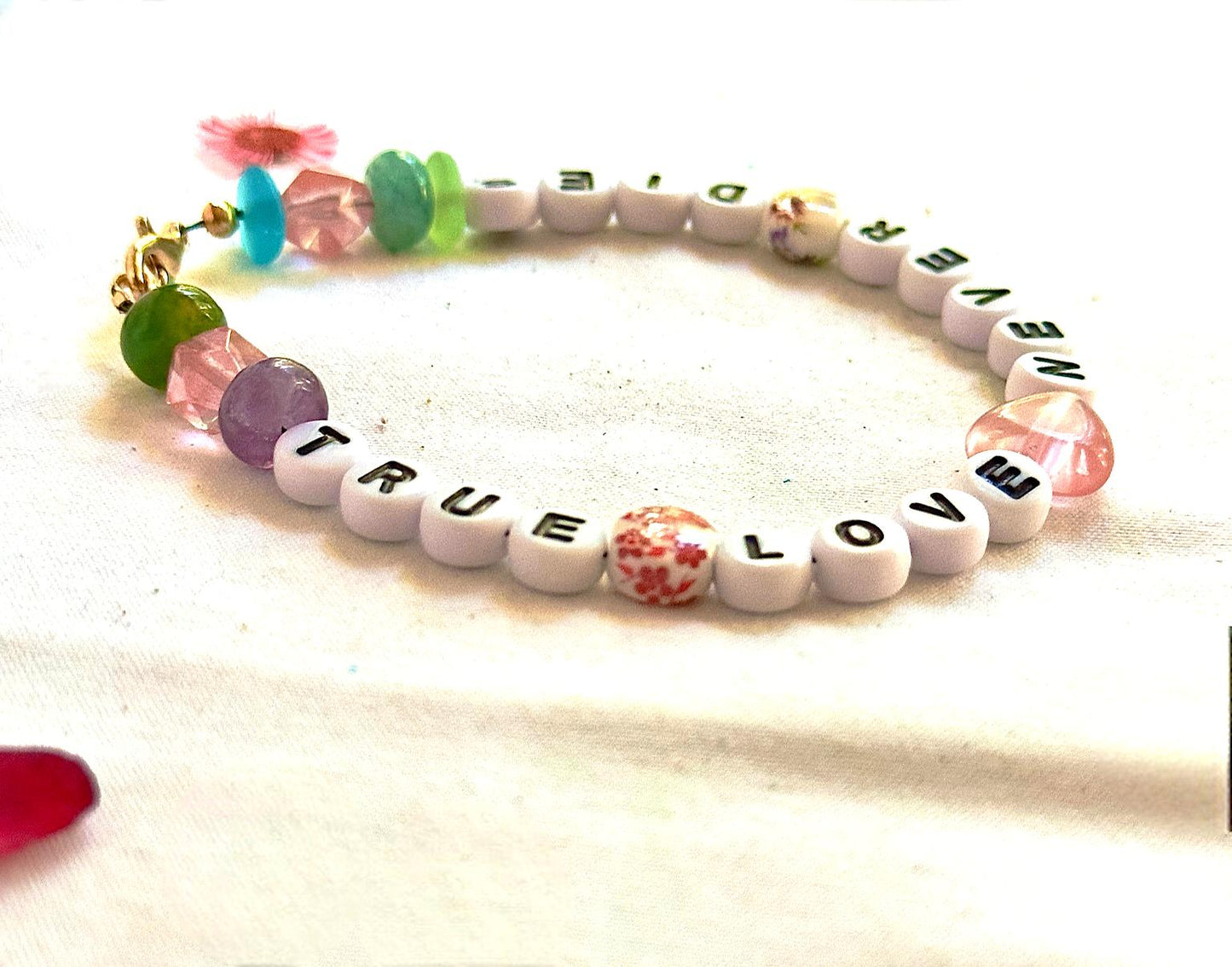 True Love Never Dies • Affirmation Bracelet • Heart-Centered Gift • Enduring Love Jewelry