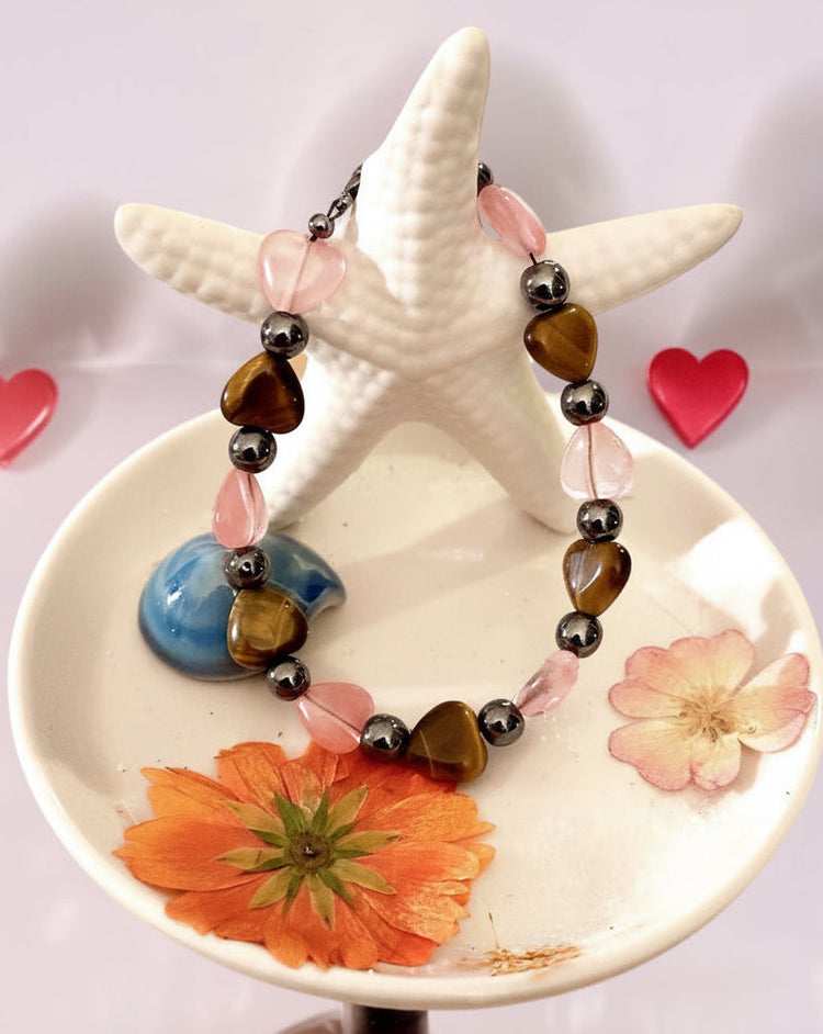 Romantic handmade bracelet styled with seashells and beach inspired decor