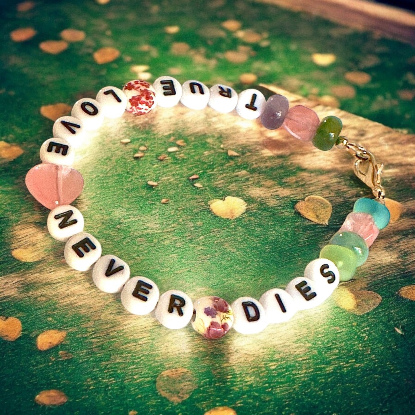 True Love Never Dies • Affirmation Bracelet • Heart-Centered Gift • Enduring Love Jewelry