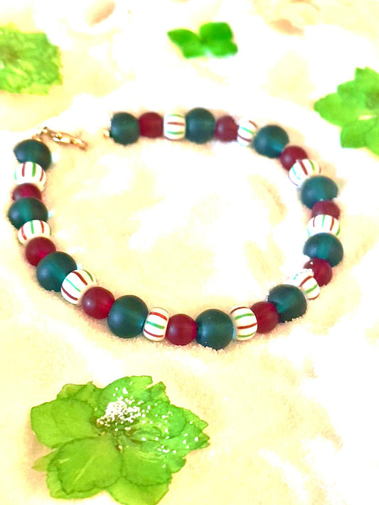 Holiday Wonder Bracelet • Festive Peppermint Glow • Cozy Christmas Jewelry