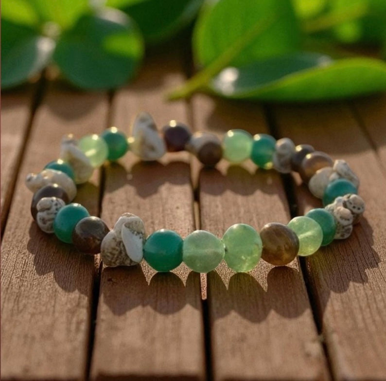 Coastal Balance Bracelet • Ocean-Inspired Shell & Gemstone Jewelry