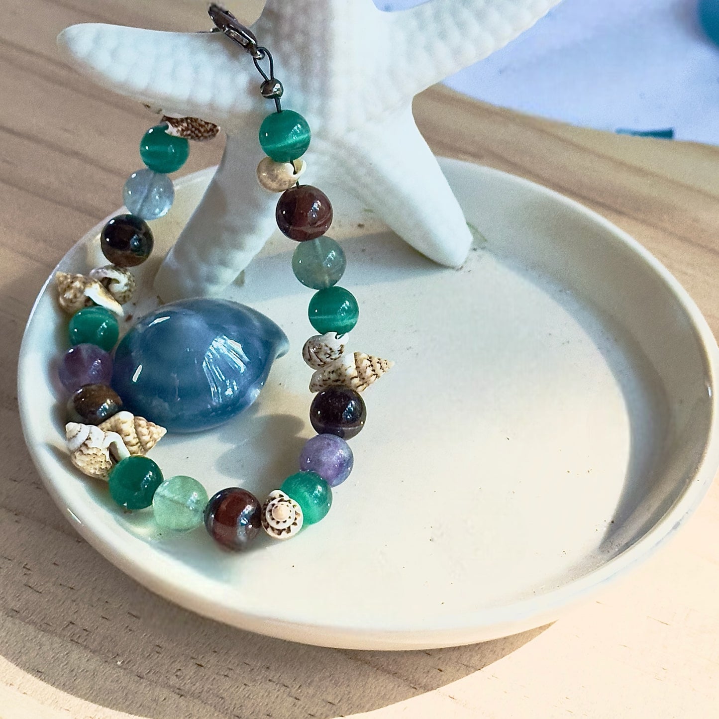Coastal Balance Bracelet • Ocean-Inspired Shell & Gemstone Jewelry