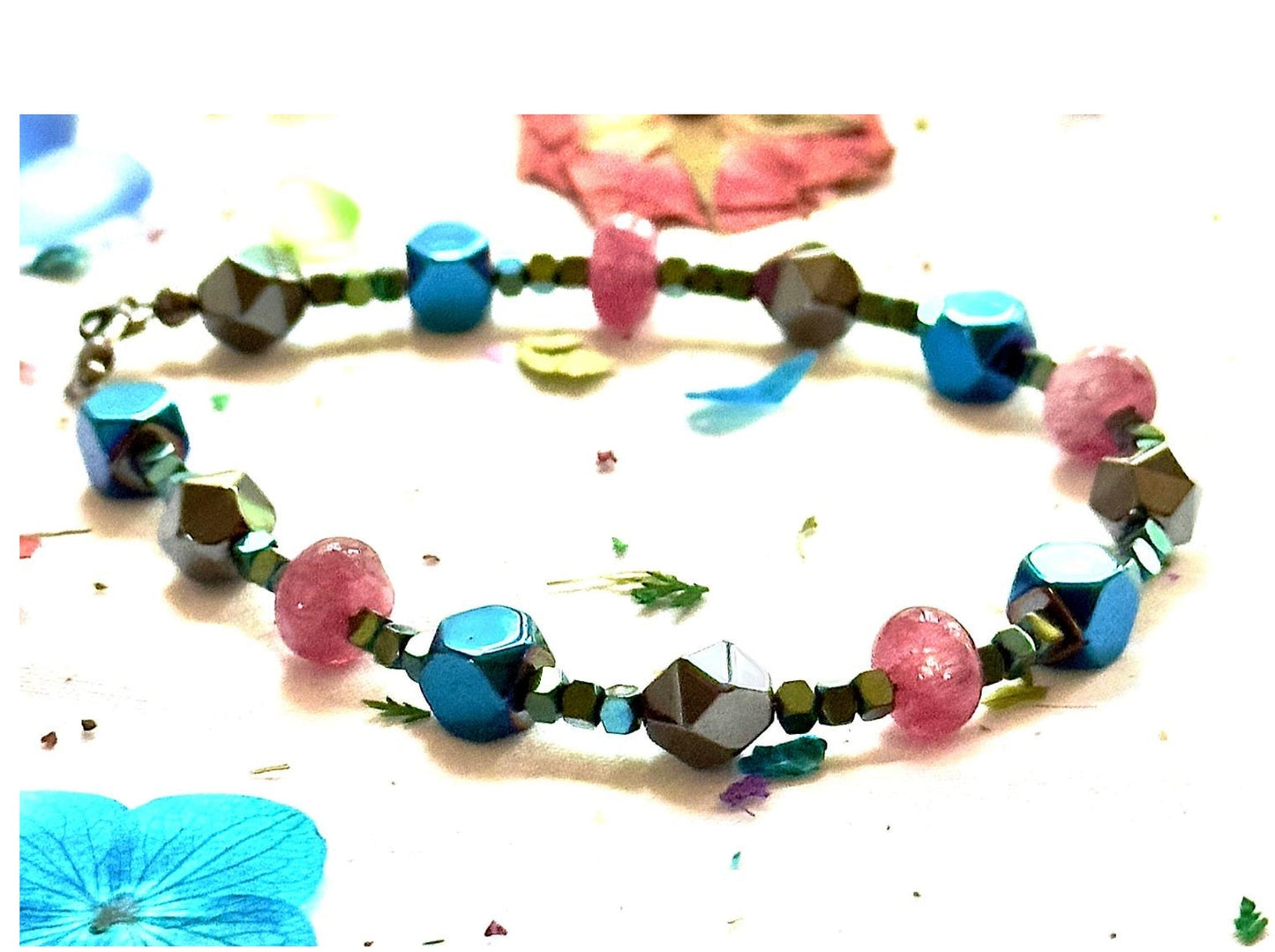 Ocean inspired colorful bracelet styled with celestial aesthetic