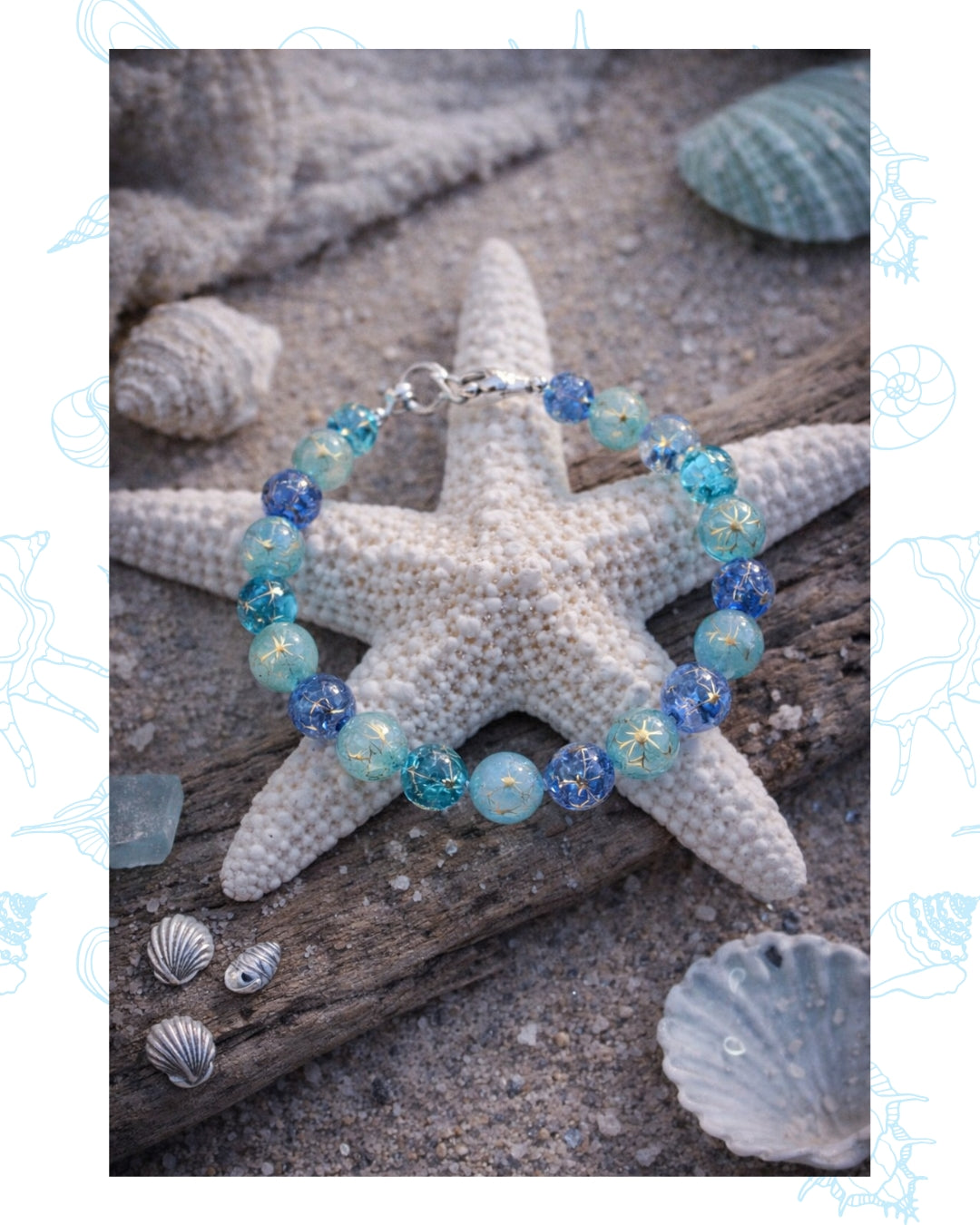Starfall Cove Bracelet • Celestial Star Beads • Ocean Blue Glass • Calm & Intuition Jewelry • Handmade Gift for the Soul