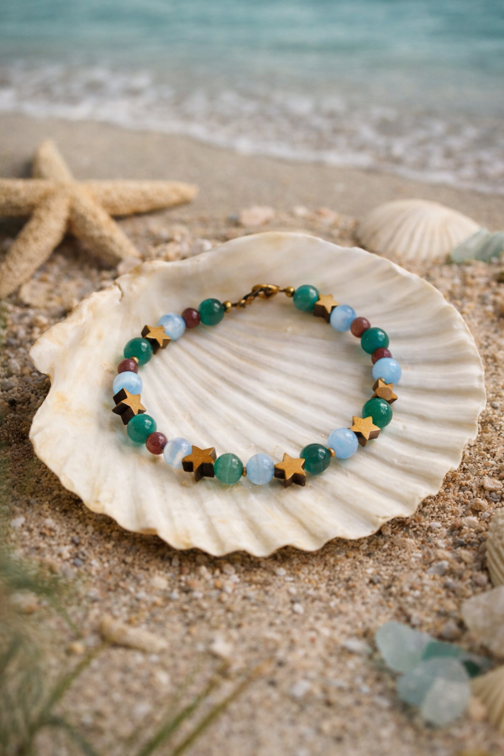 Starlit Harbor Bracelet • Celestial Coastal Gemstone Jewelry • Calm & Grounding Soul Gift