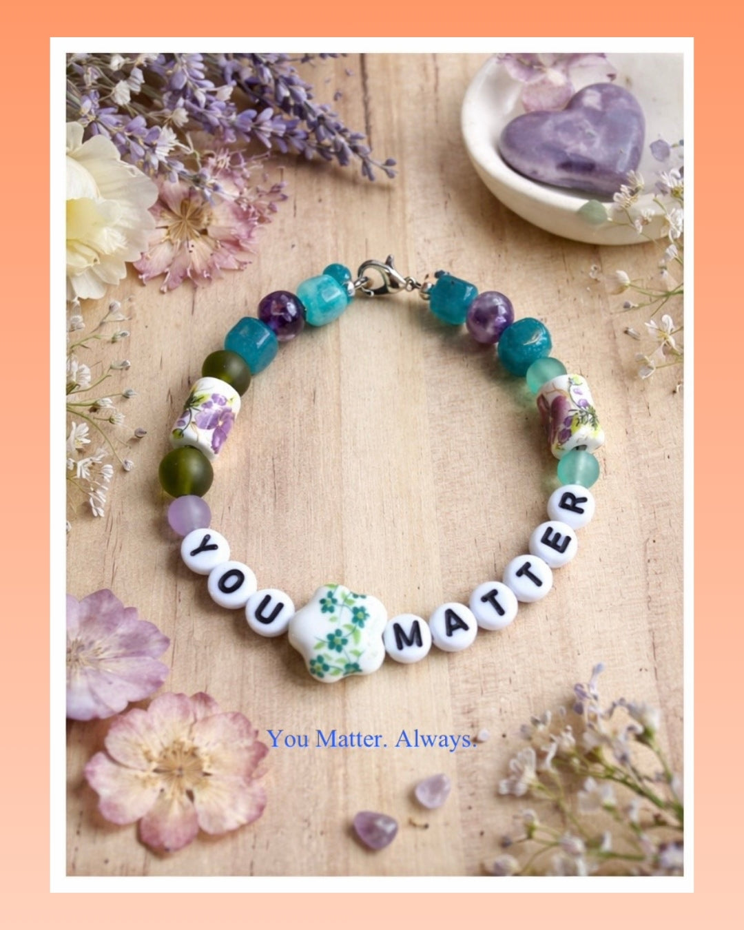 You Matter • Self Worth Affirmation Bracelet • Mental Health Support Gift • Encouragement Jewelry