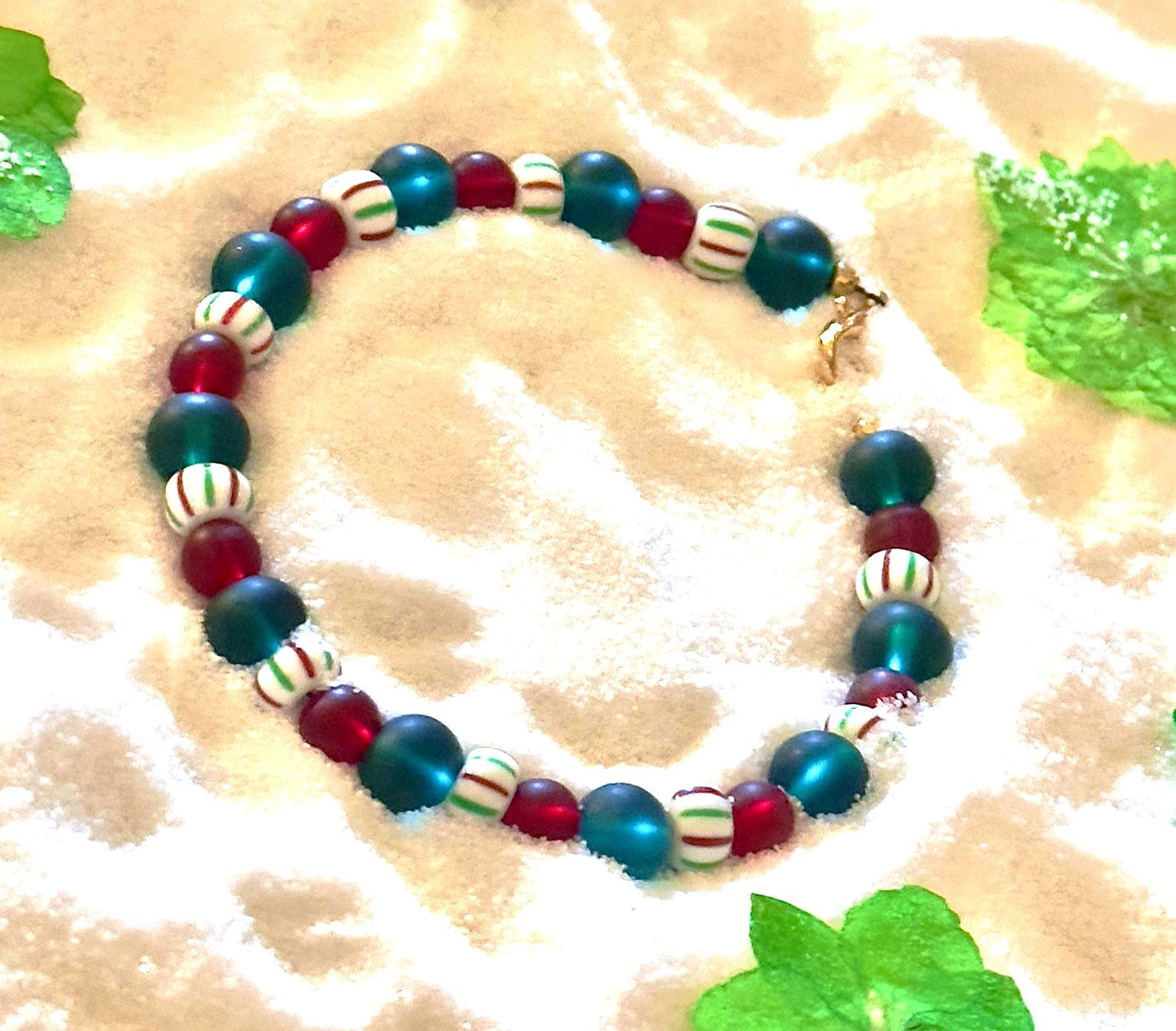 Holiday Wonder Bracelet • Festive Peppermint Glow • Cozy Christmas Jewelry