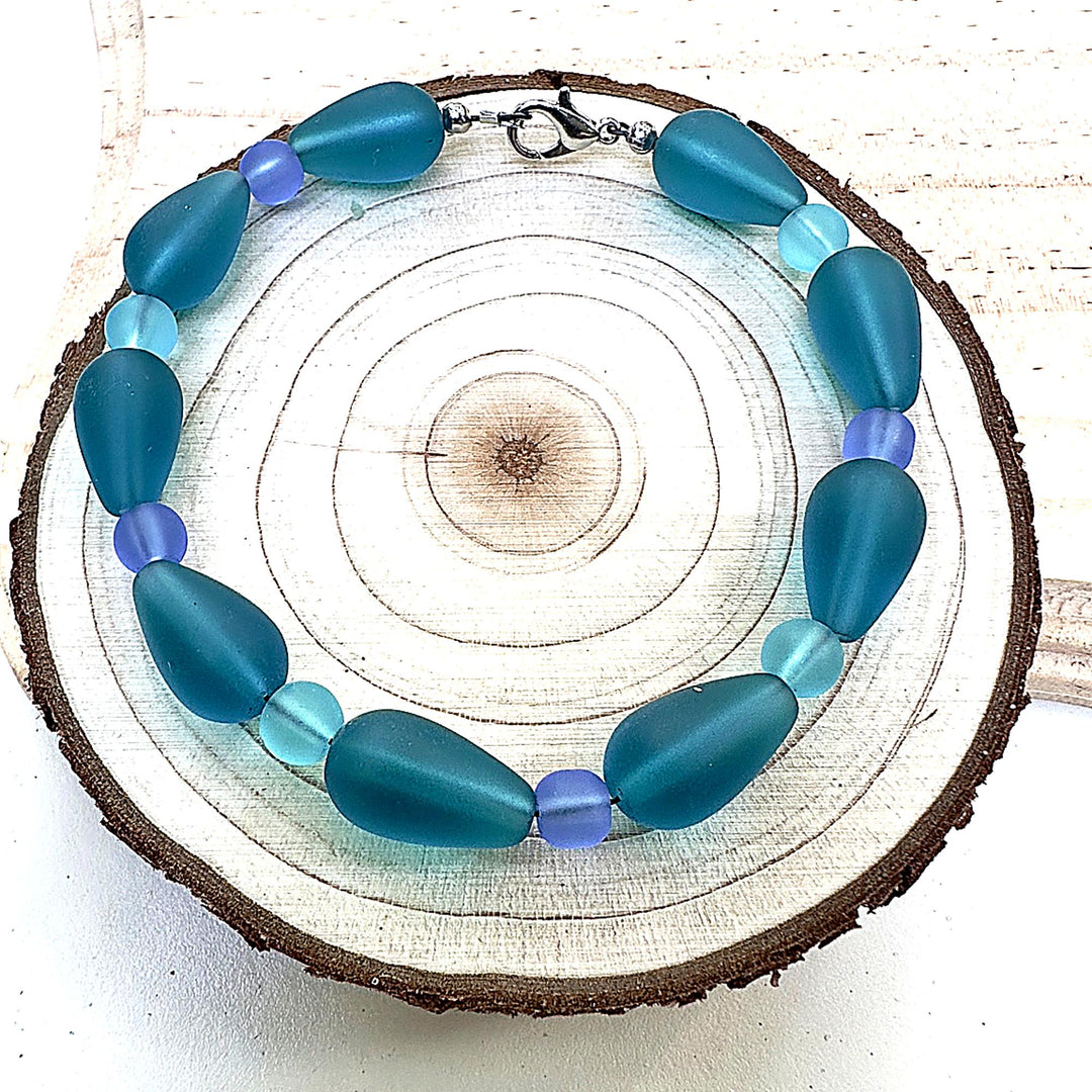 Twilight Waterfalls • Dreamy Ocean Bracelet • Coastal Blue Jewelry • Calming Glass Bead Bracelet • Peaceful Handmade Gift
