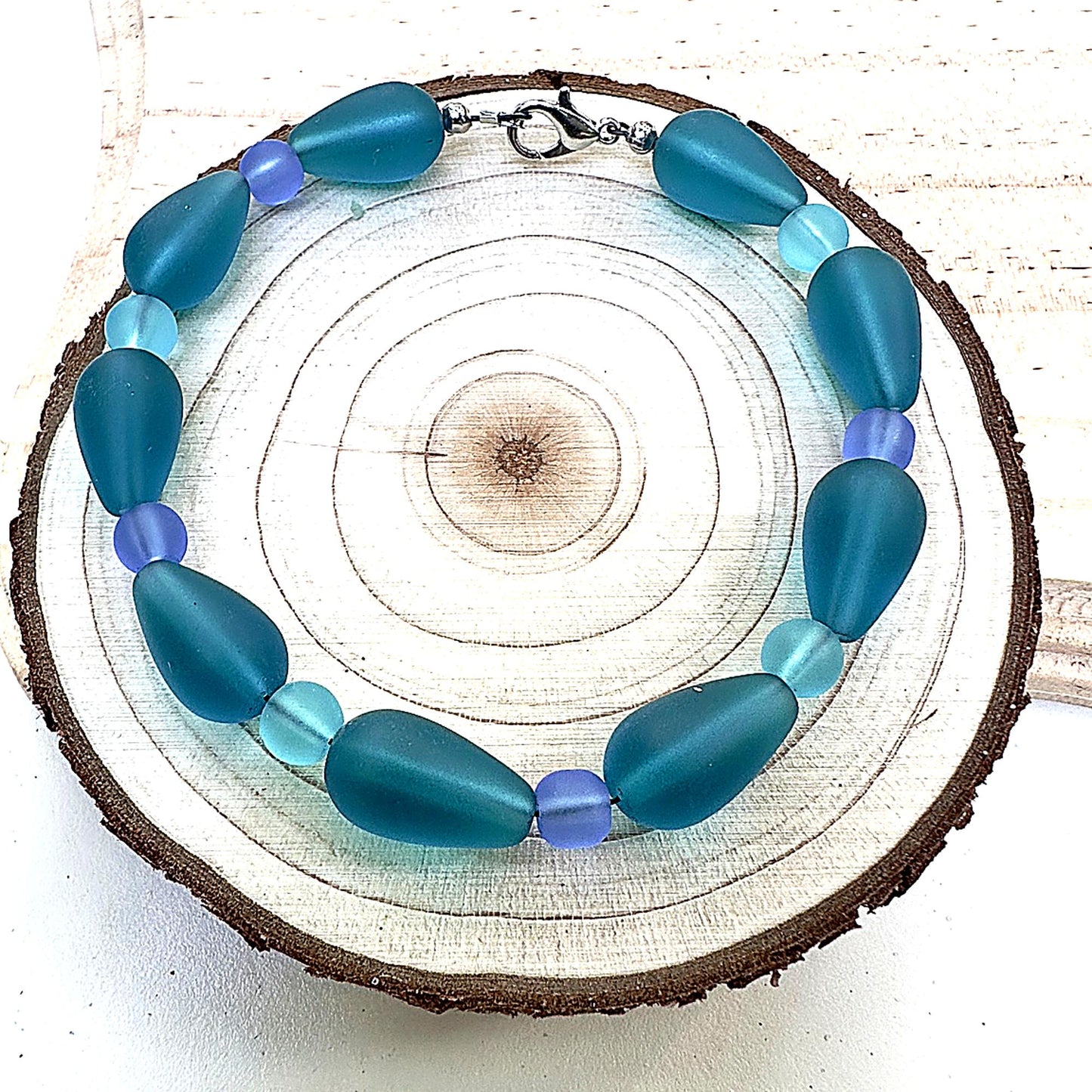 Twilight Waterfalls • Dreamy Ocean Bracelet • Coastal Blue Jewelry • Calming Glass Bead Bracelet • Peaceful Handmade Gift