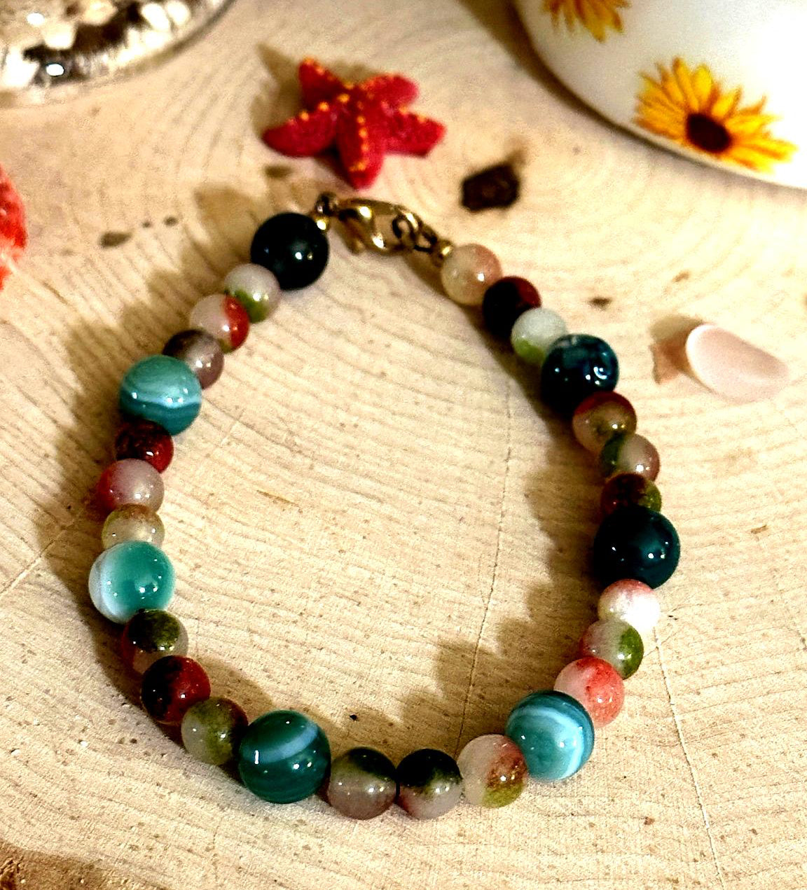 Anchored in the Tide • Coastal Gemstone Bracelet • Ocean Inspired Beaded Jewelry