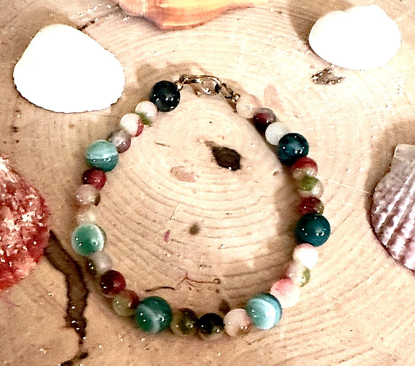 Anchored in the Tide • Coastal Gemstone Bracelet • Ocean Inspired Beaded Jewelry