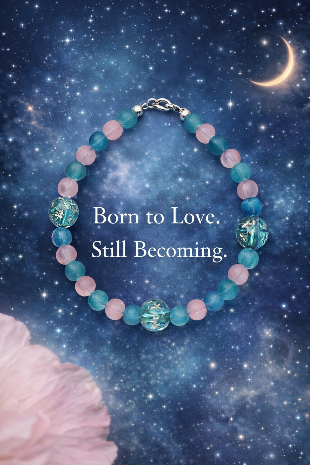 born to love still becoming quote with gemstone bracelet inspirational jewelry for self love and growth