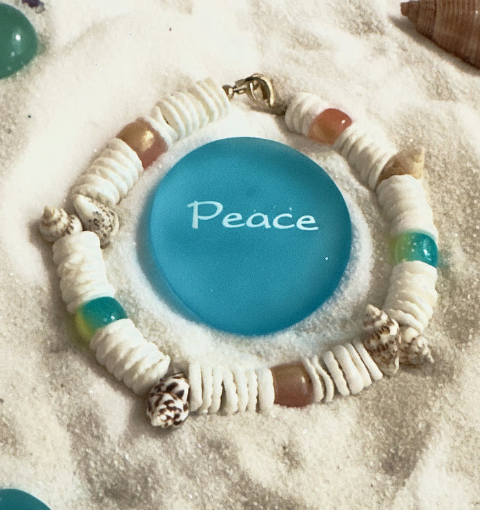 Handmade coastal bracelet with neutral beach colors