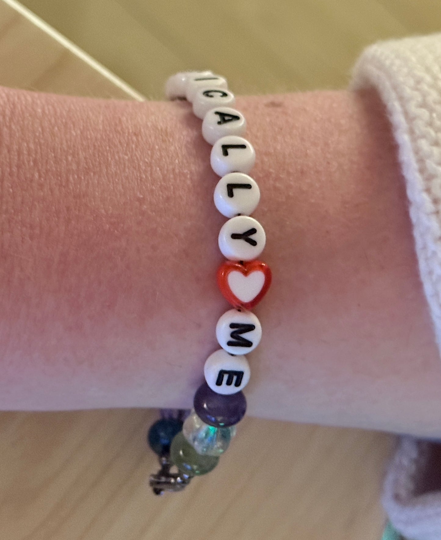Unapologetically Me bracelet worn on wrist everyday affirmation jewelry
